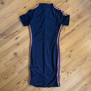Missguided Navy and Pink Midi Dress